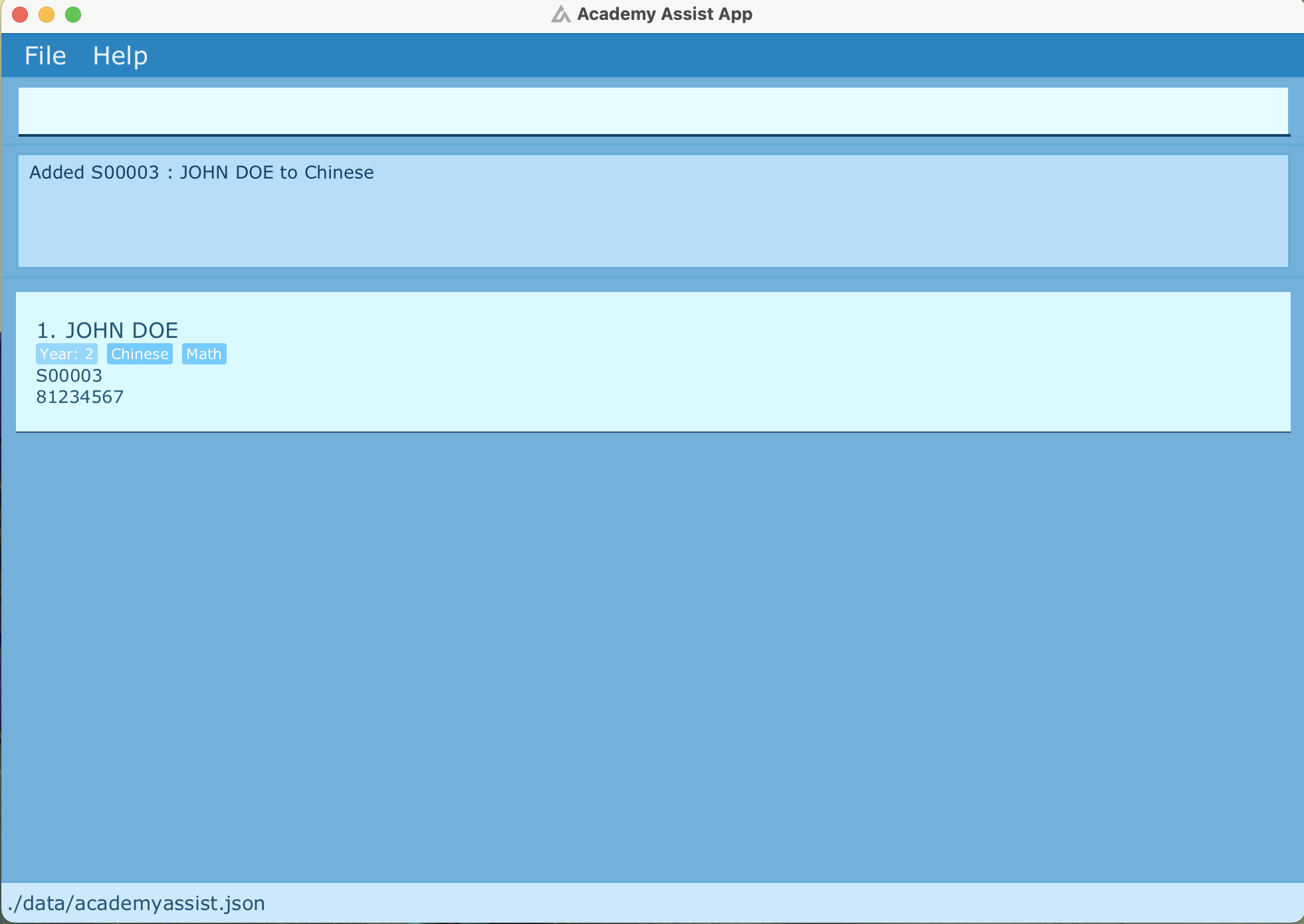 Addsubject Success Message